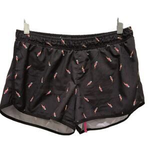 Old Navy Active Rainbow Parrot Run Shorts Size Small Black Go Dry Fabric